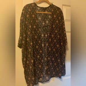 Womens Torrid black red orange print open front cardigan size 3